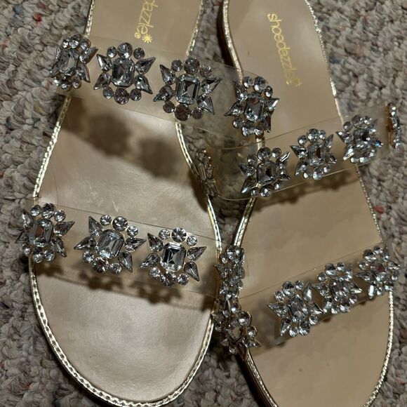 ShoeDazzle Haleigh Embellished Slide Sandal Bling- Size 10 - Picture 3 of 9